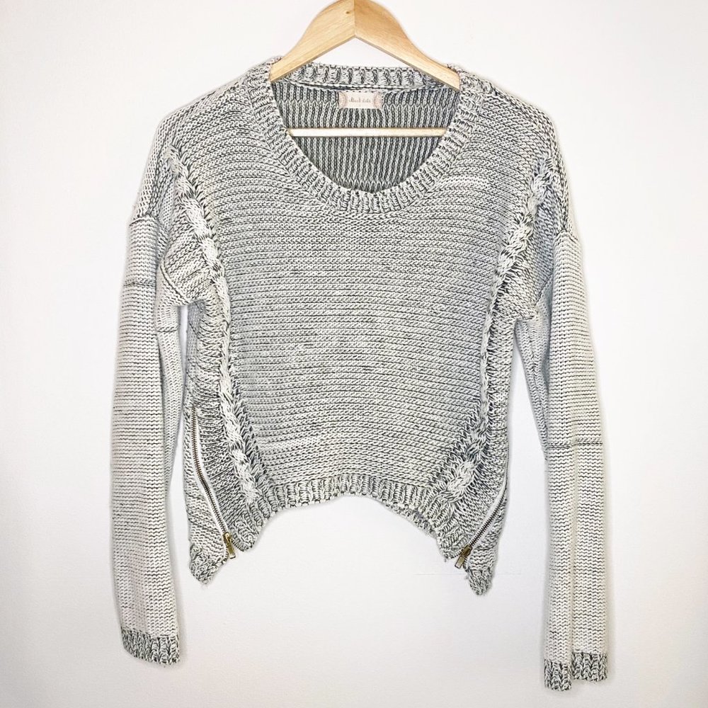 Altar'd State Women's Oversized Knit Sweater with Zipper Sides, Gray, Size L